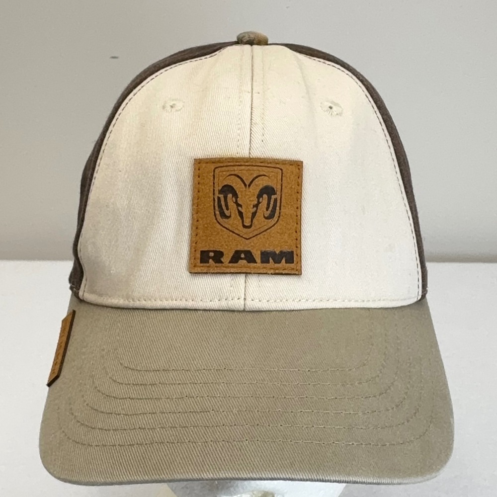 Ram Built To Serve Brown Cream Tan Logo Patch Adjustable Baseball Cap One Size